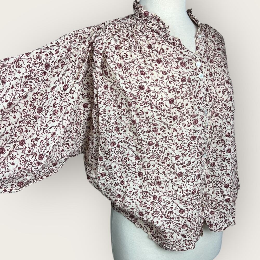Doen Women Floral Peasant Top Sz Small Summer Boho Cottagecore Prairie Lagenlok - Picture 4 of 16